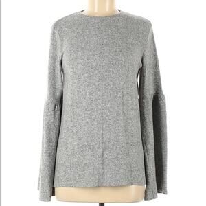 Zara grey heathered bell sleeve soft fuzzy cozy knit top medium